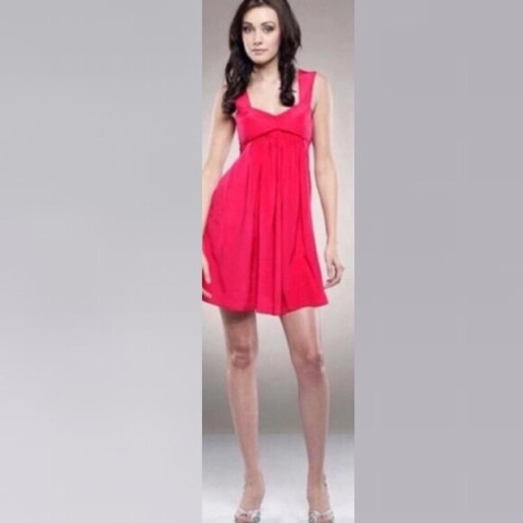Revolve Black Halo 100% Silk Babydoll Dress Fuchsia Pink Mini Sweetheart Neck M - Picture 12 of 12